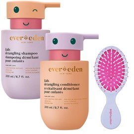 Evereden Happy Hair Duo for Kids: Vegan Shampoo and Conditioner Set with Detangler Brush - Strengthens & Smooths All Hair Types