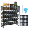Skiileor Spice Rack Organizer with 28 Spice Jars, Black Lids，Spice