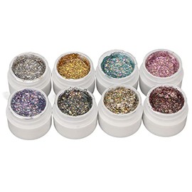 Gel Holográfico con Purpurina Reflectante, 8 Colores Brillantes, Intermitentes, UV LED, Juego de Esmaltes de Uñas, Kit de Esmalte de Uñas de Gel con  