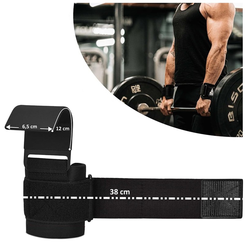 Weight Lifting Hooks Wrist Padding Pair of Straps 8 mm