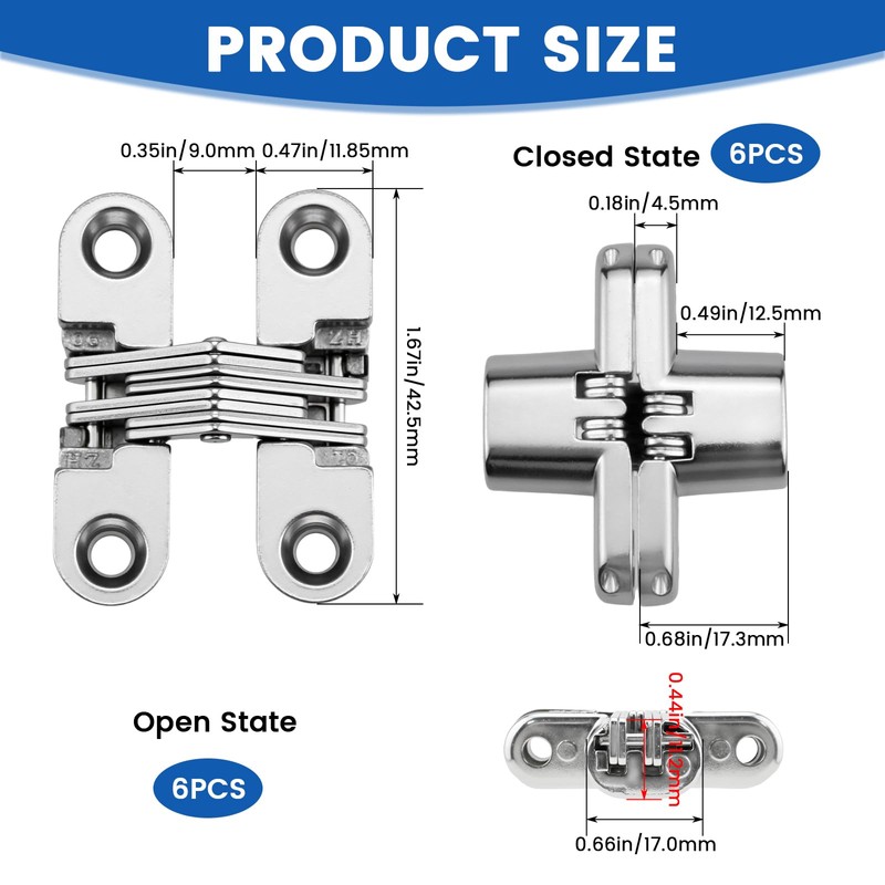 MILYARD 1-3/4" Hidden Hinges for Cabinet Doors – 180 Degree