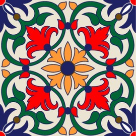 Poromoro Spanish Portuguese Azulejo Style Peel and Stick Backsplash Tile Stickers Set of 16 pcs (3.9, 55)