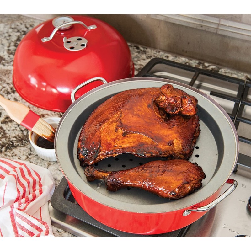 Nordic Ware Stovetop Kettle Smoker, Full Size, Red