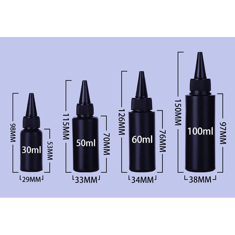 NANSHINE 10pcs 60ml(2oz) Black Plastic Squeeze Dispensing Bottles Glue Bottle