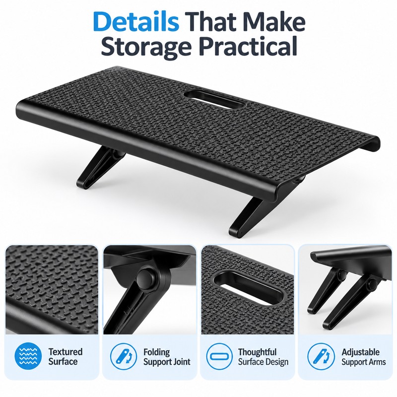 Adjustable Monitor Top Shelf for Space-Saving Storage – Foldable Screen