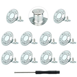 No-Sew Jeans Button Replacement Kit, 10 Sets Metal Snap Tack Buttons with Tools,2025 New Model, Bronze (14&)
