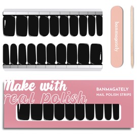 banmagately Nail Polish Strips, Nail Strips, 20pcs Gel Nail Stickers Full Nail Wraps for Women Girls, Self Adhesive Nail Strips, Salon-Quality, Long Lasting, Easy to Use (Pink Yellow)