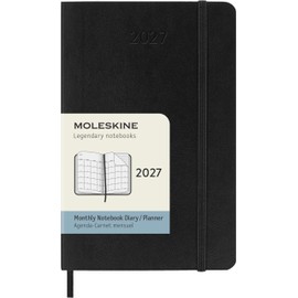 Moleskine Monthly Planner 2027, Soft Cover 12 Month Diary with Elastic Closure, Pocket Size 9x14 Cm, Black