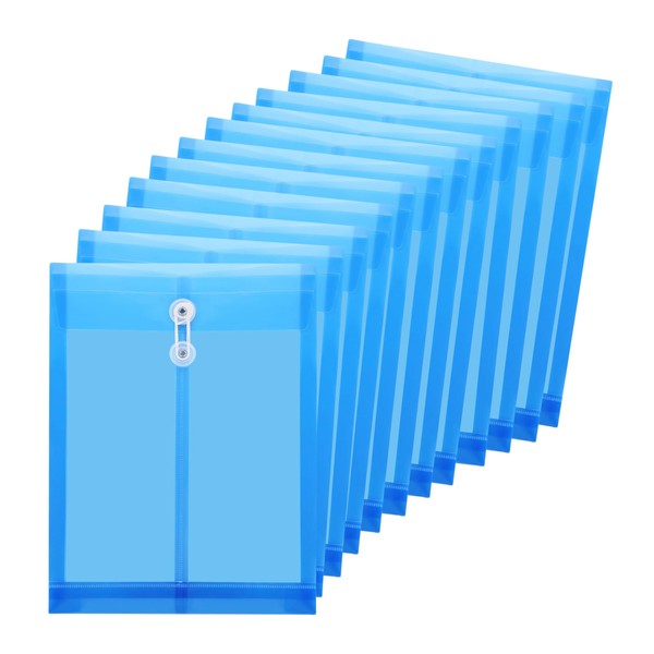 Blue Poly Envelopes with Button & String Tie Closure -