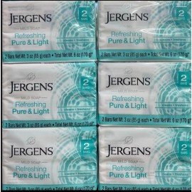 Jergens Mild Soap, Refreshing Pure And Light. 6 Pack, 12  Bars 3 Oz ea. New