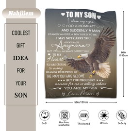 Son Gifts from Mom Throw Blanket, Birthday Gifts for Adult Son, Wedding Gifts for Grown Son, Son Graduation Gift Ideas, to My Son Blanket from Mom Soft Flannel 50" x 60"