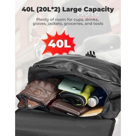 KEMIMOTO Motorcycle Saddlebags, 40L(20Lx2) Large Capacity Detachable Side Saddle Bags Motorcycle Panniers Bags with Protective Cover Universal Luggage Bag, Black