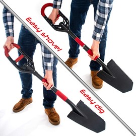 Roamwild Multi-Digger Garden Spade – Reinforced Fibreglass Light Weight Gardening Digging Arrow Head Shovel with Unique Dual Soft AIR Light Grip Technology & Root Saw Stump Cutter.