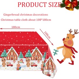 2 PCS Gingerbread Man Christmas Tablecloths Gingerbread Christms Decorations Christmas Table Decoration Xmas Table Cloth Waterproof Gingerbread Christmas Decorations Environmentally and Sanitary