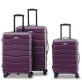 Merax 3Pc Hardshell Suitcase Sets for Travel Carry On Luggages with TSA Lock, Lavender Purple(Wavy Line), 20/24/28 Inch