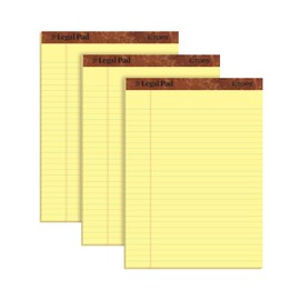 TOPS The Legal Pad Writing Pads, 8-1/2" x 11-3/4", Canary Paper, Legal Rule, 50 Sheets, 3 Pack (75327)