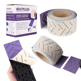 FASTPLUS Abrasive Sheet Roll, Purple Ceramic Automotive Sandpaper Roll,Clean Sanding Sheet Roll Multi-Hole, 70 mm x 12 m Sandpaper Roll for Wood Sanding, Auto Sanding, Body Repair, 400 Grit