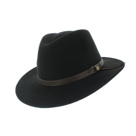 votrechapeau Amance Waterproof Felt Fedora Hat, Black - Black - 55 cm