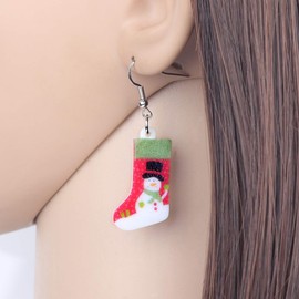 HUAGEO Acrylic Cute Christmas Snowman Gingerbread Candy Canes Socks Earrings Dangle Fun Jewellery For Women Charms Festival Gifts Accessories (Multi)