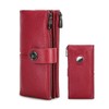 Contacts Airtag Wallet Leather Turnlock Clutch Purse Womens Zipper Phone