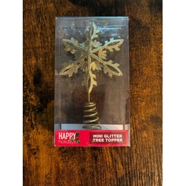 Happy Holidays CHRISTMAS Mini Gold Glitter Star Tree Topper 6” New In Package