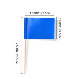 Mflagperft Blank Toothpick Flags Labeling Marking Flag Small Mini Stick Flags for Cupcake Food Fruit Party Decorations (100 pack) (Blue)