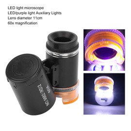 Mini 60X LED Mikroskop Taschenmikroskop Lupe Mikroskop, Handheld Lupe Mini Pocket Mikroskop Lupe Währung Detektor Juwelier Lupe mit LED Licht(Schwarz)
