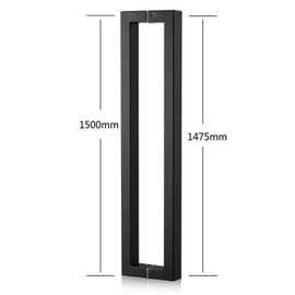 TOGU TG-R3825 1500mm/60 inches Solid Standoffs Heavy-Duty Commercial Grade-304 Stainless Steel Push Pull Door Handle/Barn Door Pull Handle/Glass Pulls, Matte Black Finish