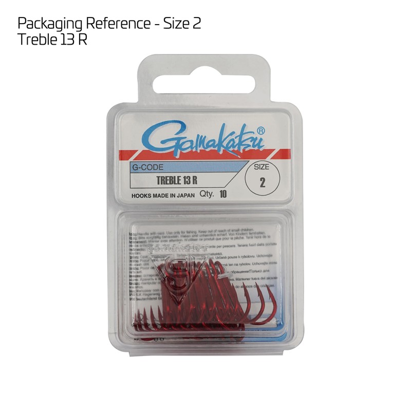 Gamakatsu Treble Treble 13, Size: 2, Colour: Red