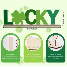 Wooden Lucky Ornaments to Paint DIY Blank Table Sign with Base 3Pack 7 inches, Shamrock Wood St. Patrick’s Day Irish Farmhouse Table Centerpiece Decor Tiered Tray Decor