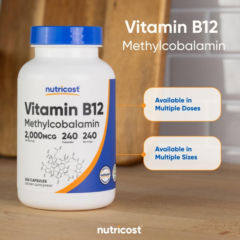 Nutricost Vitamin B12 (Methylcobalamin) 2000mcg, 240 Capsules - Vegetarian Caps,