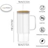32oz Ribbed Glass Cup with Handle Bamboo Lid and Straw,