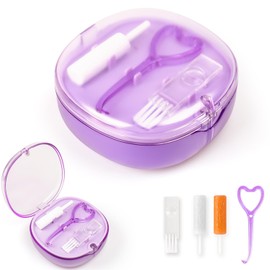 Estuche de doble capa para alineadores de ortodoncia, portátil, con espejo incorporado, herramienta de extracción, mordedores y cepillo de limpieza. Kit de estuche de viaje para alineadores (m