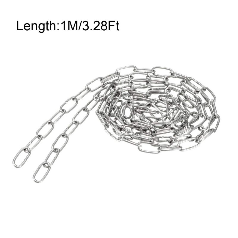 sourcing map Stainless Steel 304 Hardened Proof Coil Chain 1m