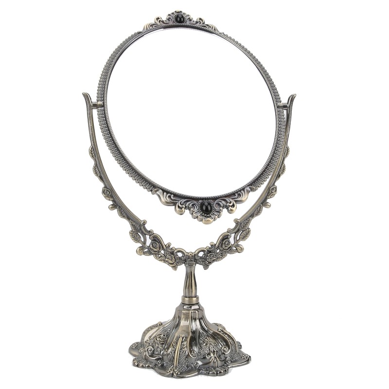 MakeUp Mirror EuropeanStyle Metal Retro DoubleSided Mirror for Bathroom Bedroom