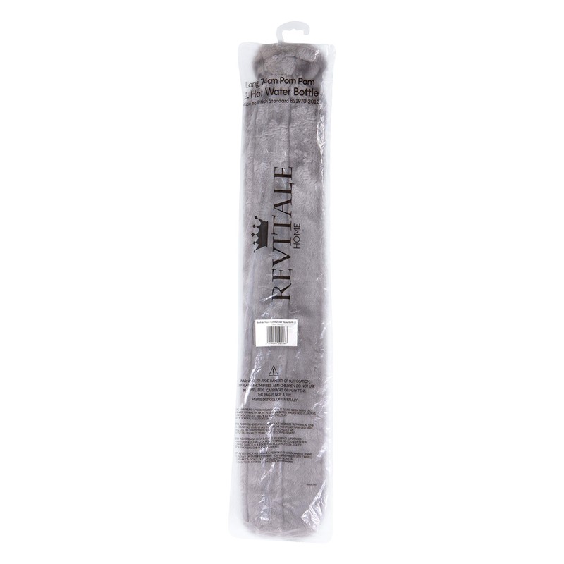 Revitale Extra Long Hot Water Bottle Pom Pom Soft Fur