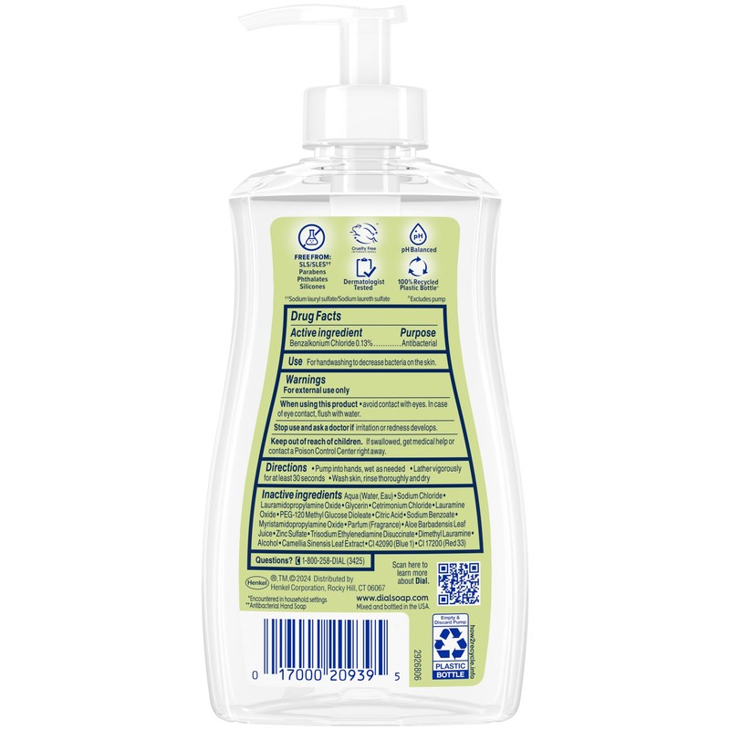 Dial Antibacterial Defense Liquid Hand Soap + Aloe, White Tea