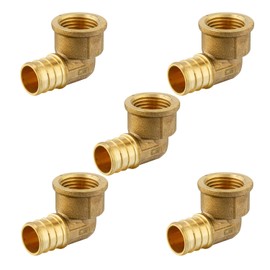 (Pack of 5) EFIELD Pex 3/4"x 3/4" Female Threaded NPT Elbow Adapter Brass Crimp Fittings, ASTM F1807