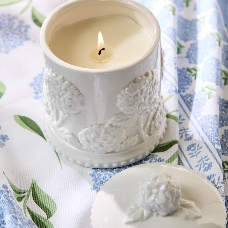 Two's Company Hydrangea Relief Filled Candle | Handcrafted Fine Bone