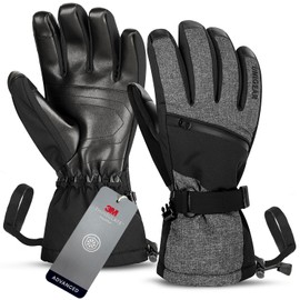 Unigear Men’s / Women’s Ski Gloves, Waterproof Non-Slip Winter Sports Gloves for Skiing, Snowboarding, Ice Skating, Hiking, grey, m