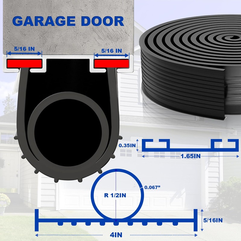 DGSL Garage Door Seals Bottom Rubber Weather Stripping Kit Seal