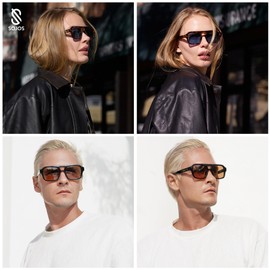 SOJOS SJ2342 Retro Rectangular Polarised Sunglasses for Men and Women Square Vintage Trendy Square Sunglasses with UV400 Protection, black