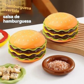 Vajilla Con Forma De Hamburguesa, Ensaladera, Juego De 7 Pie Naranja