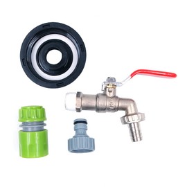 Hsthe Sea IBC Tank Adapter IBC Tote Tank Drain Adapter S60X6 IBC Tap Fitting Brass Garden Tap with 12mm Garden Hose Quick Connector Quick Hose Fitting