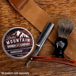 Rocky Mountain Barber Company - Crema de afeitar para hombre, aroma a barbería, espuma gruesa para afeitado tradicional y de cartucho, lata de 5 onzas