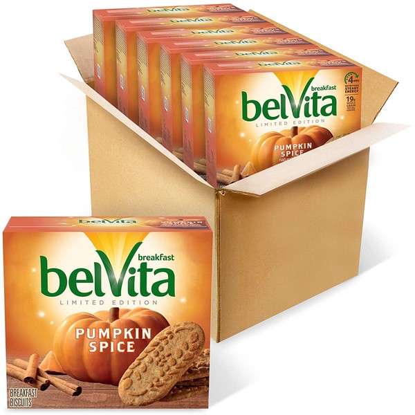 belVita Pumpkin Spice Breakfast Biscuits, 6 Boxes of 5 Packs (4 Biscuits Per Pack)