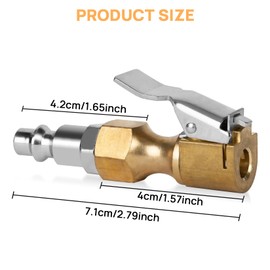 PSLER Air Chuck 2PCS Brass Tire Chuck 1/4" FNPT Heavy Duty Closed Flow Lock N Flate Air Chuck with Male Quick Plugs for Most Vehicles Air Nozzle Tire Inflator Air Pump Compressor Accessories
