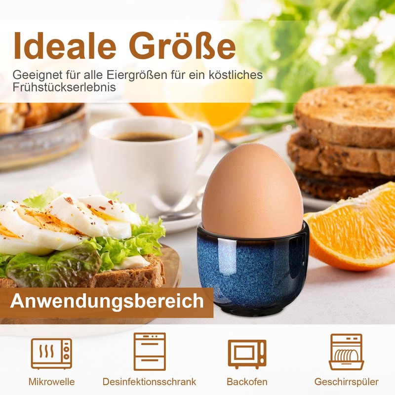 Caossuixin Ceramic Egg Cups, Set of 6, High-Quality Ceramic with