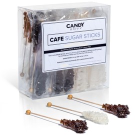Candy Envy - 18 ct Amber & White Cafe Sugar Sticks Rock Candy - Indiv. Wrapped - Original Sugar Flavored