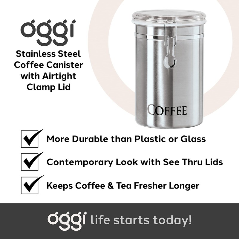 Oggi Stainless Steel Coffee Canister 62 fl oz - Airtight